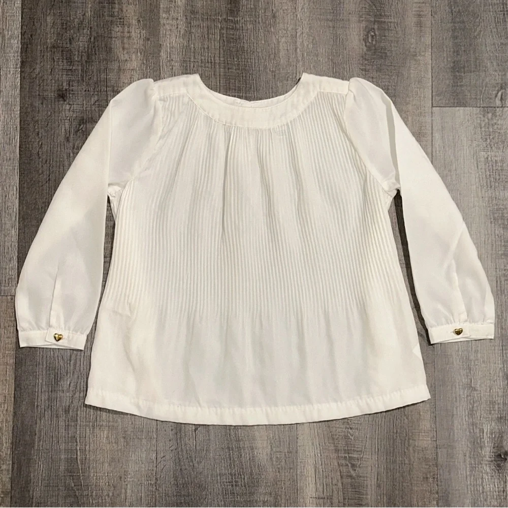 💞 Elegant Little Girls Size 5 Cream Long Sleeve Blouse